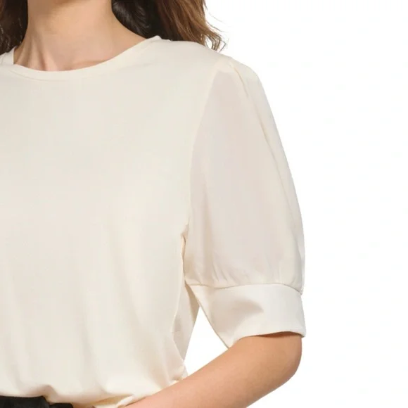 DKNY Elbow Sleeve Knit Top Size Large - Picture 4 of 9